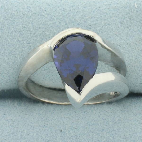 Pear Lab Sapphire Ring in 14k White Gold