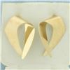 Image 1 : Satin and High Polish Abstract Design Earrings in 14k Yellow Gold