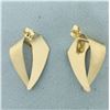 Image 2 : Satin and High Polish Abstract Design Earrings in 14k Yellow Gold