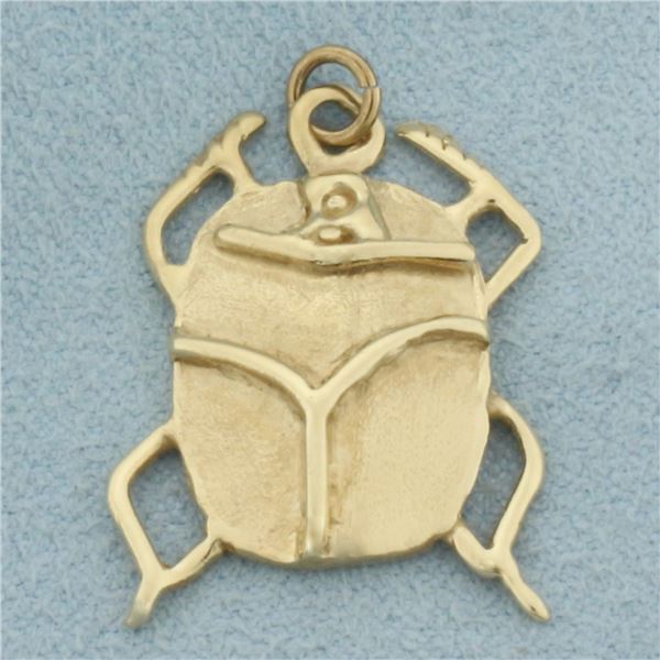Beetle Scarab Charm or Pendant in 14k Yellow Gold