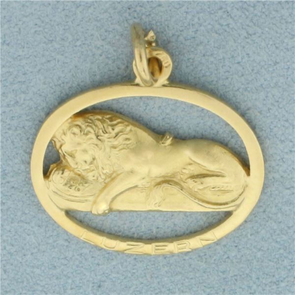 Luzern Lion of Lucerne Switzerland Charm or Pendant in 18k Yellow Gold
