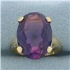 Image 1 : Color Changing Lab Sapphire Ring in 14k Yellow Gold