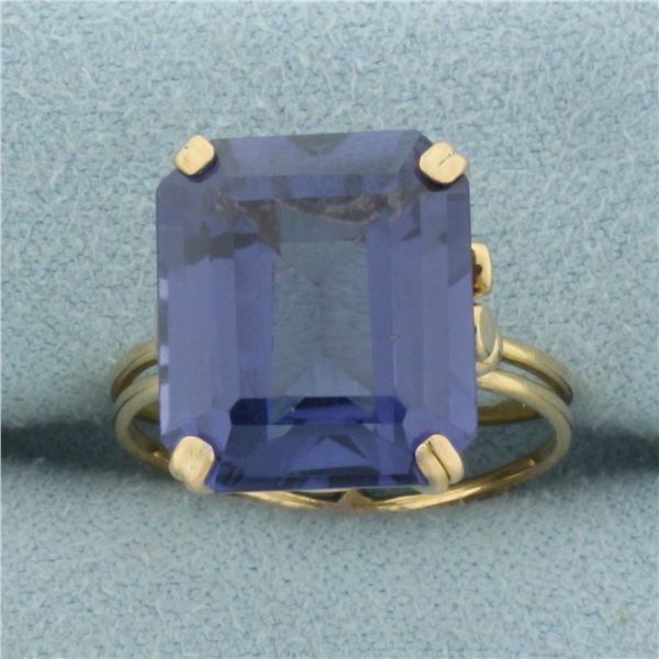 Color Changing Lab Alexandrite Solitaire Ring in 18k Yellow Gold