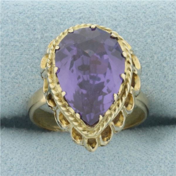 Color Changing Lab Alexandrite Ring in 14k Yellow Gold