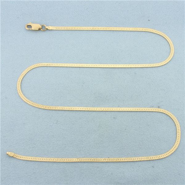 18 Inch Herringbone Chain Link Necklace in 14k Yellow Gold