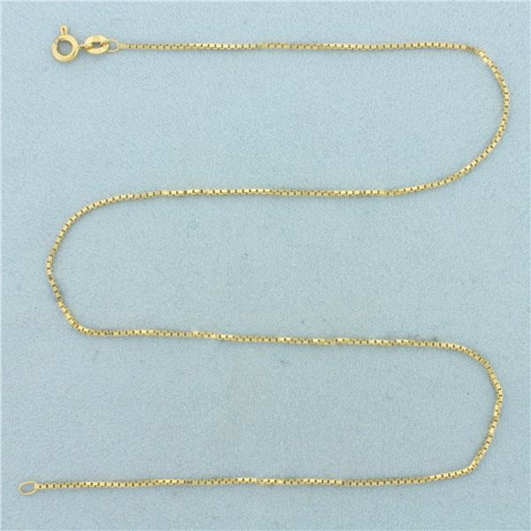 Italian 15 Inch Box Link Chain Necklace in 14k Yellow Gold