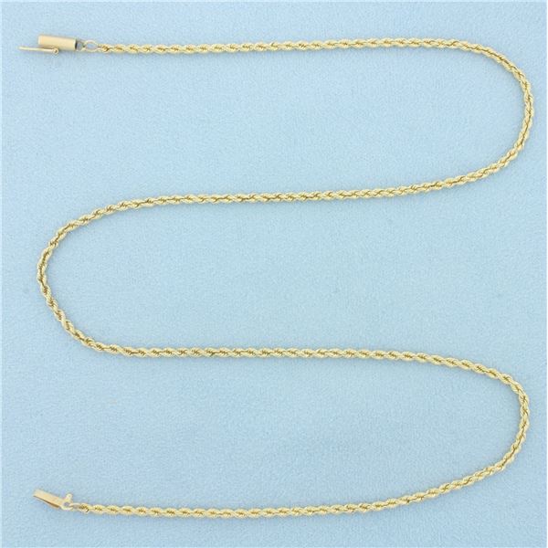 19 Inch Rope Link Chain Necklace in 14k Yellow Gold