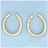 Image 1 : Large Italian Hoop Earrings in 14k Yellow Gold