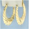 Image 1 : Large Scallop Design Hoop Earrings in 14k Yellow Gold