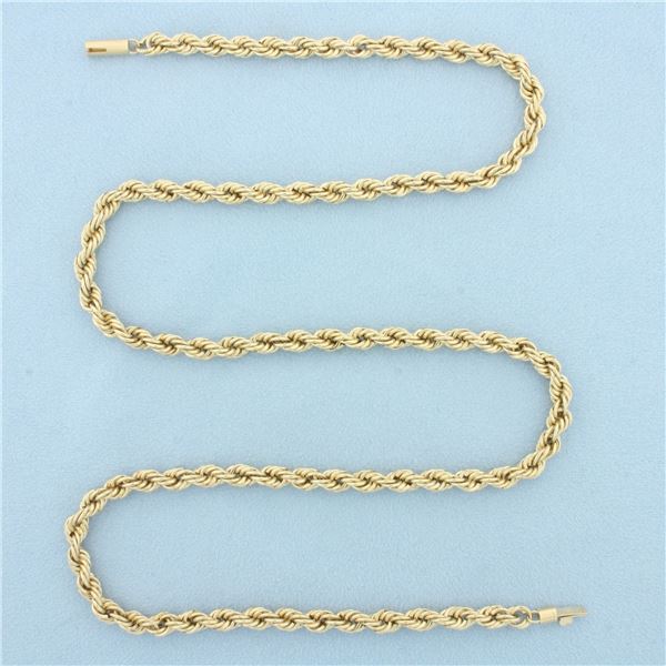 25 Inch Rope Link Chain Necklace in 10k Yellow Gold