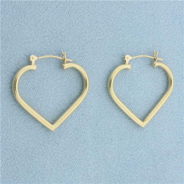 Heart Hoop Earrings in 14k Yellow Gold