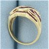 Image 3 : Vintage Ruby Wave Design Ring in 10k Yellow Gold