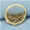 Image 4 : Vintage Ruby Wave Design Ring in 10k Yellow Gold