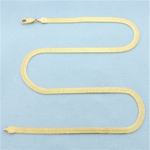 16 Inch Herringbone Link Chain Necklace in 14k Yellow Gold