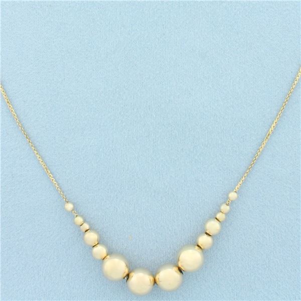 Graduated Ball Bead Necklace in 14k Yellow Gold