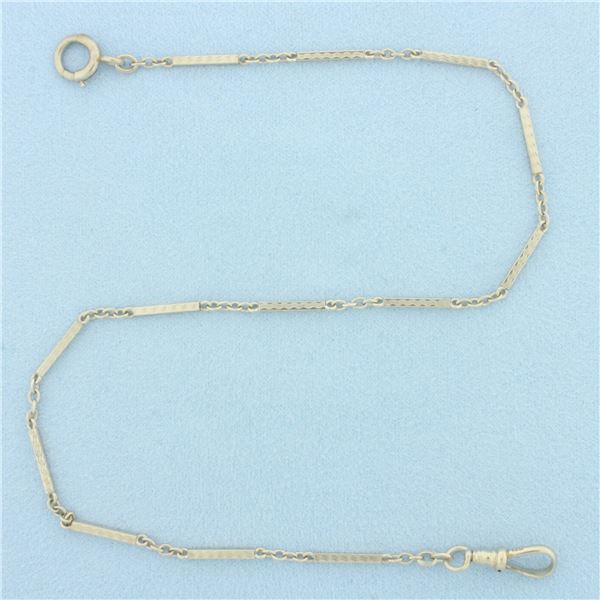 Dog Clip Watch Link Choker Necklace in 14k White Gold