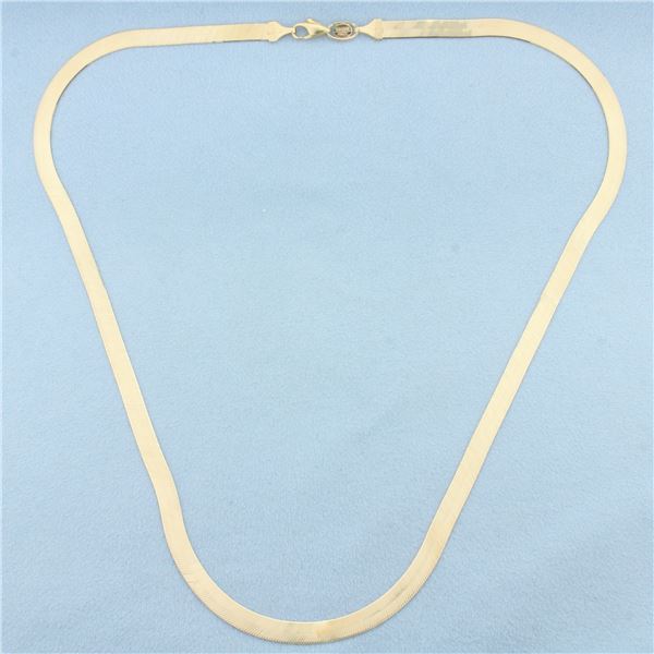 20 Inch Italian Liquid Gold Herringbone Link Chain Necklace in 14k Yellow Gold