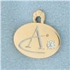 Image 1 : Diamond Initial A Charm in 10k Yellow Gold
