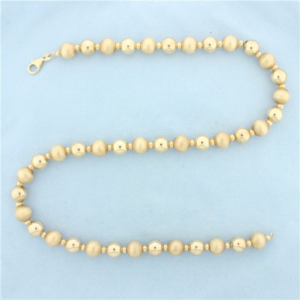 20 Inch Gold Ball Bead Necklace in 14k Yellow Gold