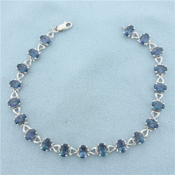 Ocean Mystic Topaz Tennis Bracelet in 10K White Gold