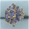Image 2 : Tanzanite Statement Ring in 10k Yellow Gold