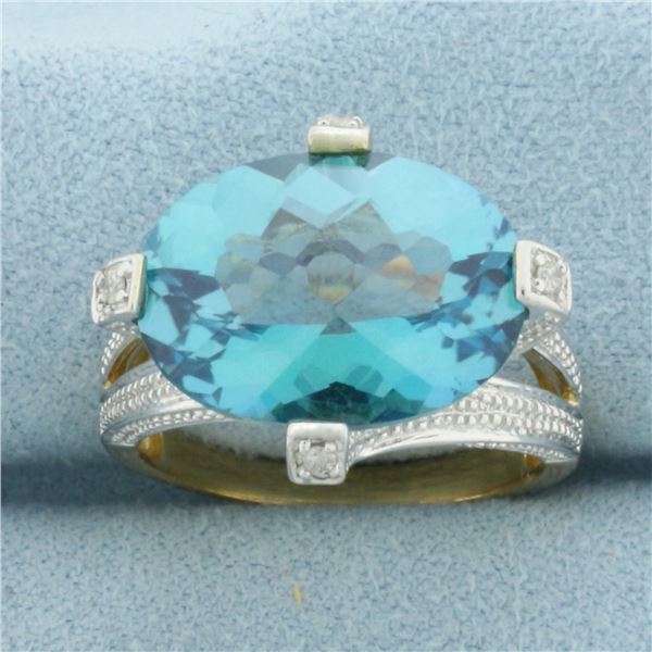 Topaz and Diamond Ring in 10k Yellow and White Gold