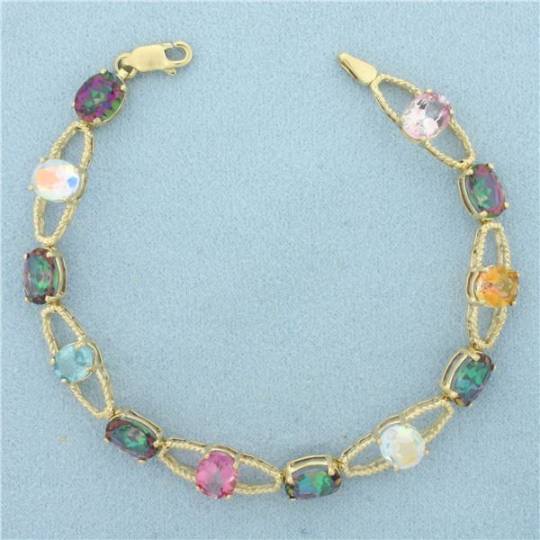 Rainbow Topaz Bracelet in 10k Yellow Gold