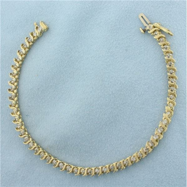 Diamond S-Link Tennis Bracelet in 14k Yellow Gold