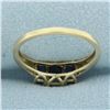 Image 4 : Lab Sapphire and Diamond Ring in 10k Yellow Gold