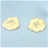 Image 2 : Leaf Design Stud Earring Enhancer Jackets in 14k Yellow Gold