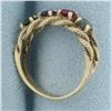Image 3 : Rainbow Topaz Rope Design Ring in 10k Yellow Gold