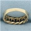 Image 4 : Rainbow Topaz Rope Design Ring in 10k Yellow Gold