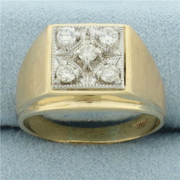 Mens Diamond Ring in 10k Yellow Gold