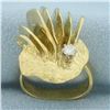 Image 1 : Modern Abstract Designer 3D Diamond Ring in 18k Yellow Gold