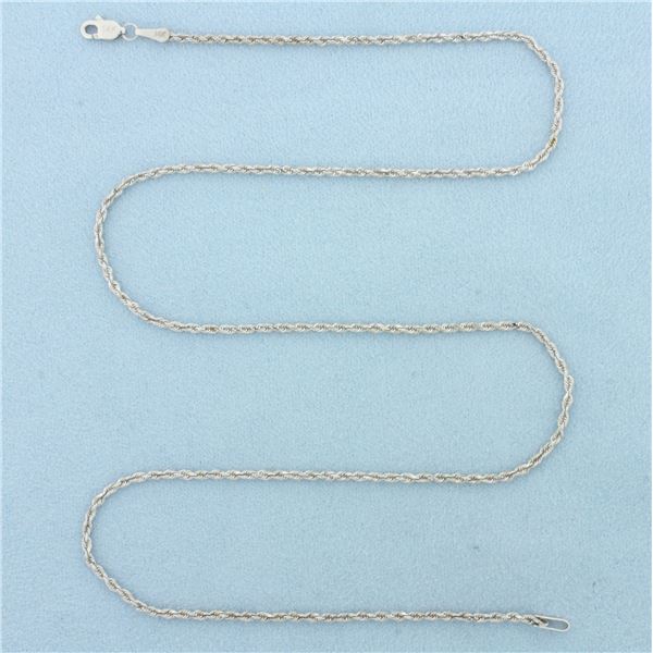 19 Inch Rope Link Chain Necklace in 14k White Gold