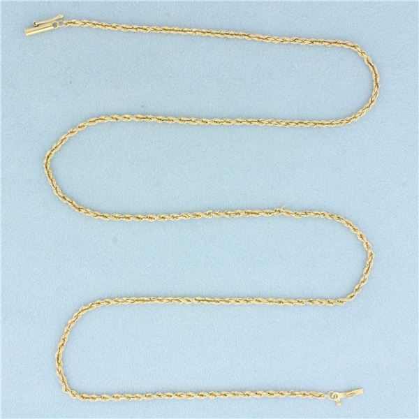 21 Inch Rope Link Chain Necklace in 14k Yellow Gold