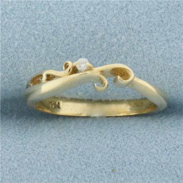 Diamond Scroll Stacking Band Ring in 14k Yellow Gold