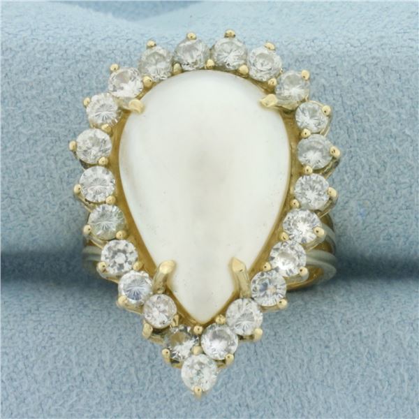 Mabe Pearl and CZ Statement Ring in 14k Yellow Gold