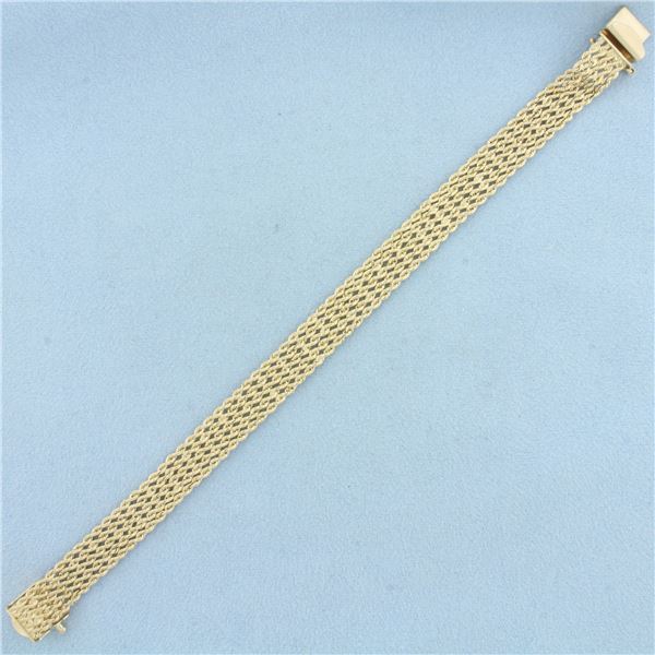 Wide Five Strand Rope Bracelet in 14k Yellow Gold
