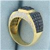 Image 3 : Invisible Set Sapphire and Diamond Pave Ring in 18K Yellow Gold