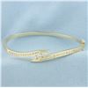 Image 1 : Hinged Diamond Bangle Bracelet in 14K Yellow Gold