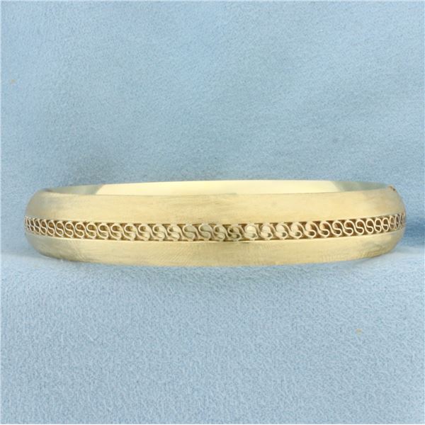 Brushed Finish Bangle Bracelet in 14k Yellow Gold