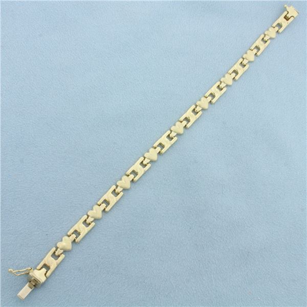 Heart Link Bracelet in 14k Yellow Gold