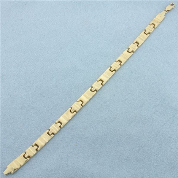 Designer Square Link Bracelet in 14k Yellow Gold