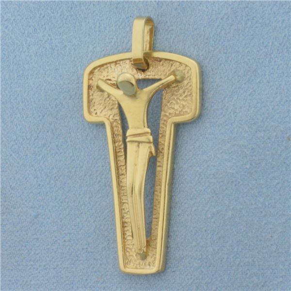 Modern Design Crucifix Cross Pendant in 18k Yellow Gold
