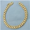 Image 1 : Textured Curb Link Bracelet in 19k Yellow Gold