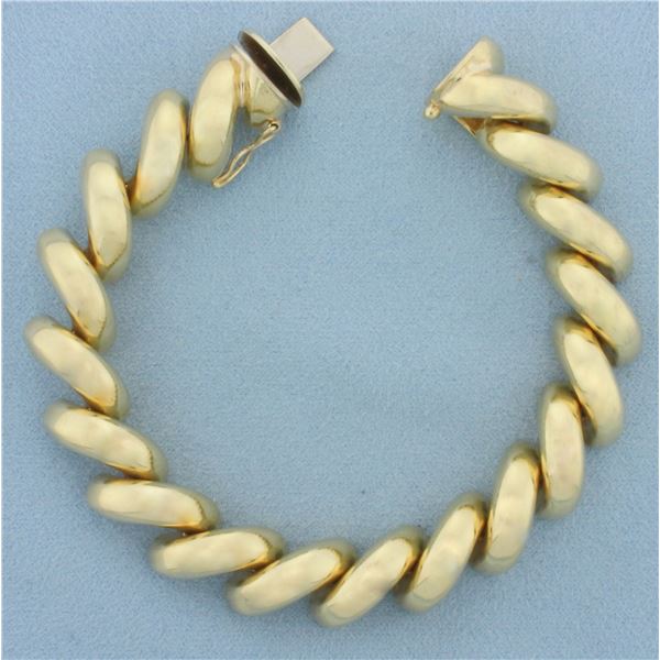 Italian San Marco Macaroni Bracelet in 14K Yellow Gold