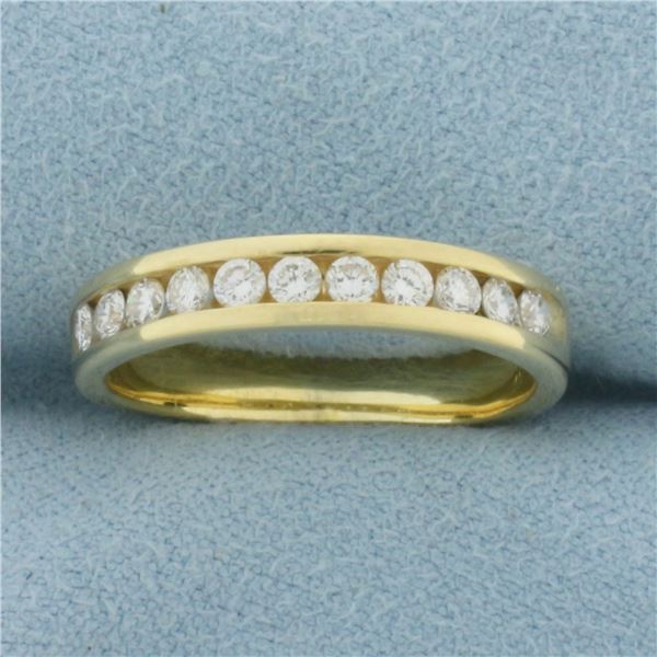 Channel Set Diamond Wedding Band Ring in 18K Yellow Gold