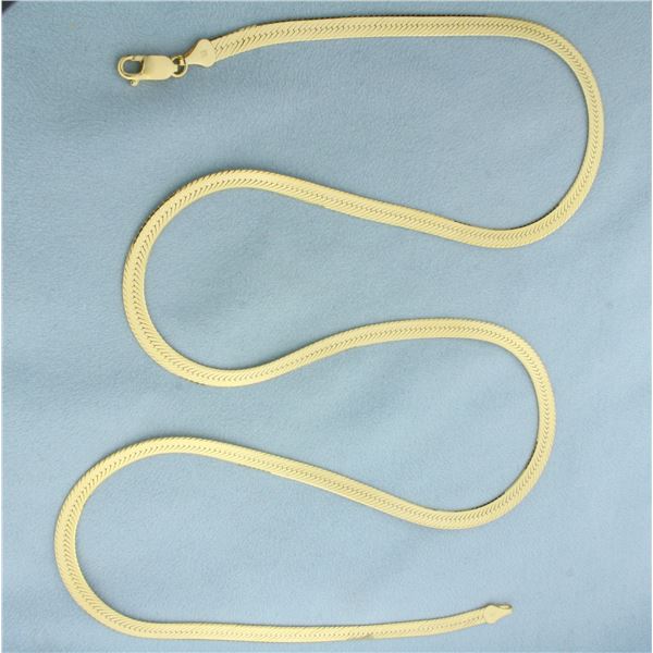 30 Inch Italian Herringbone Link Chain Necklace in 14K Yellow Gold