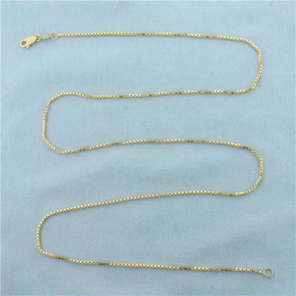 25 Inch Italian Box Link Chain Necklace in 14k Yellow Gold